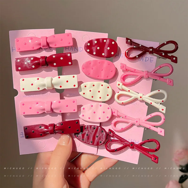 Sweet Polka Dot Bow Hair Barrettes Lovely Decor Hair Accessories for Girls Women Daily Hairstyle Casual Dating Hair Decoration
