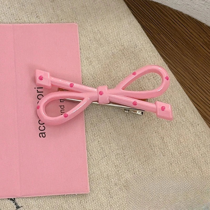 Sweet Polka Dot Bow Hair Barrettes Lovely Decor Hair Accessories for Girls Women Daily Hairstyle Casual Dating Hair Decoration