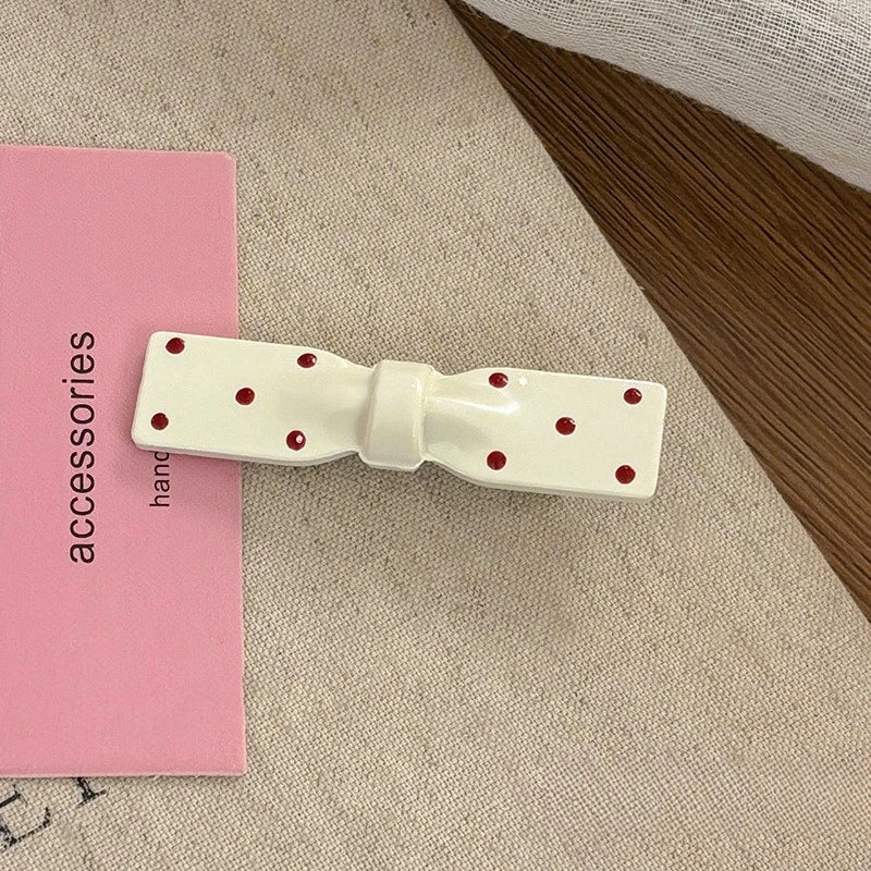 Sweet Polka Dot Bow Hair Barrettes Lovely Decor Hair Accessories for Girls Women Daily Hairstyle Casual Dating Hair Decoration
