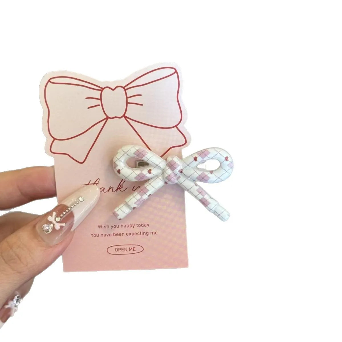 Bow Hair Clips Set, Sweet Plaid Polka Dot Design Duckbill Clips Lovely Non-Slip Barrettes for Girls Daily Party Hair Accessories