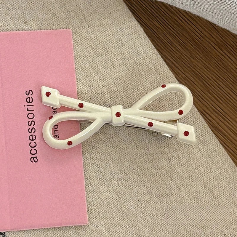 Sweet Polka Dot Bow Hair Barrettes Lovely Decor Hair Accessories for Girls Women Daily Hairstyle Casual Dating Hair Decoration