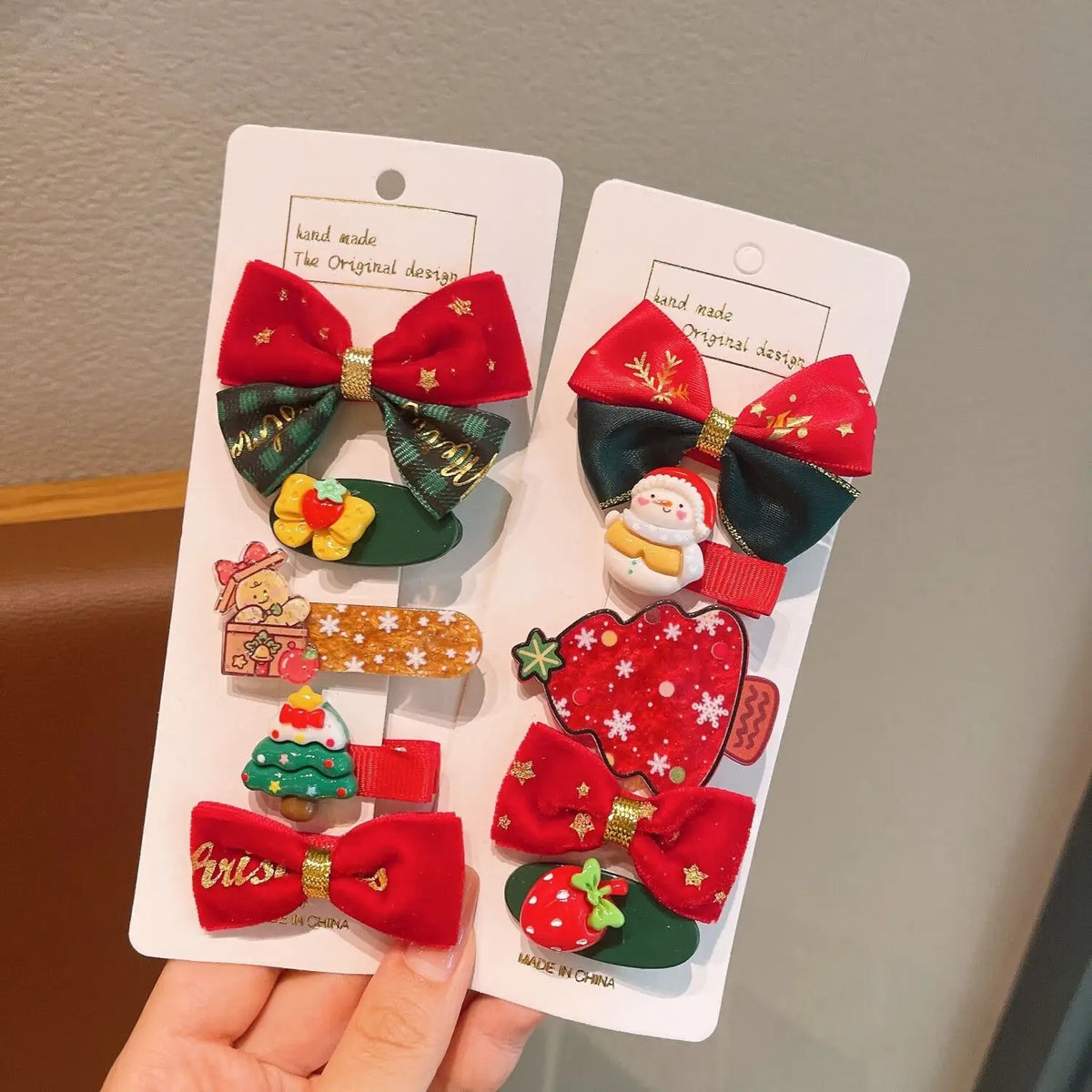 Cute Cartoon Christmas Bow Hairpins Set Children Girls Kid Hair Clips Barrettes Accessories Hairclip Headwear Headdress Ornament