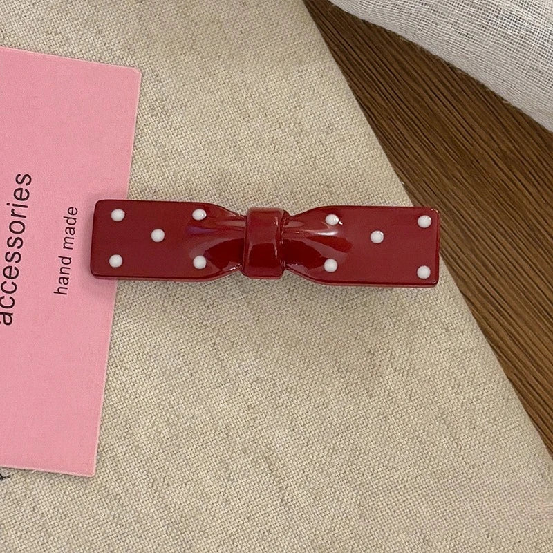 Sweet Polka Dot Bow Hair Barrettes Lovely Decor Hair Accessories for Girls Women Daily Hairstyle Casual Dating Hair Decoration
