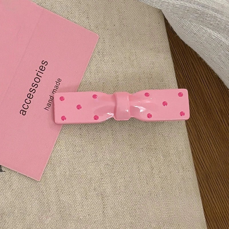 Sweet Polka Dot Bow Hair Barrettes Lovely Decor Hair Accessories for Girls Women Daily Hairstyle Casual Dating Hair Decoration