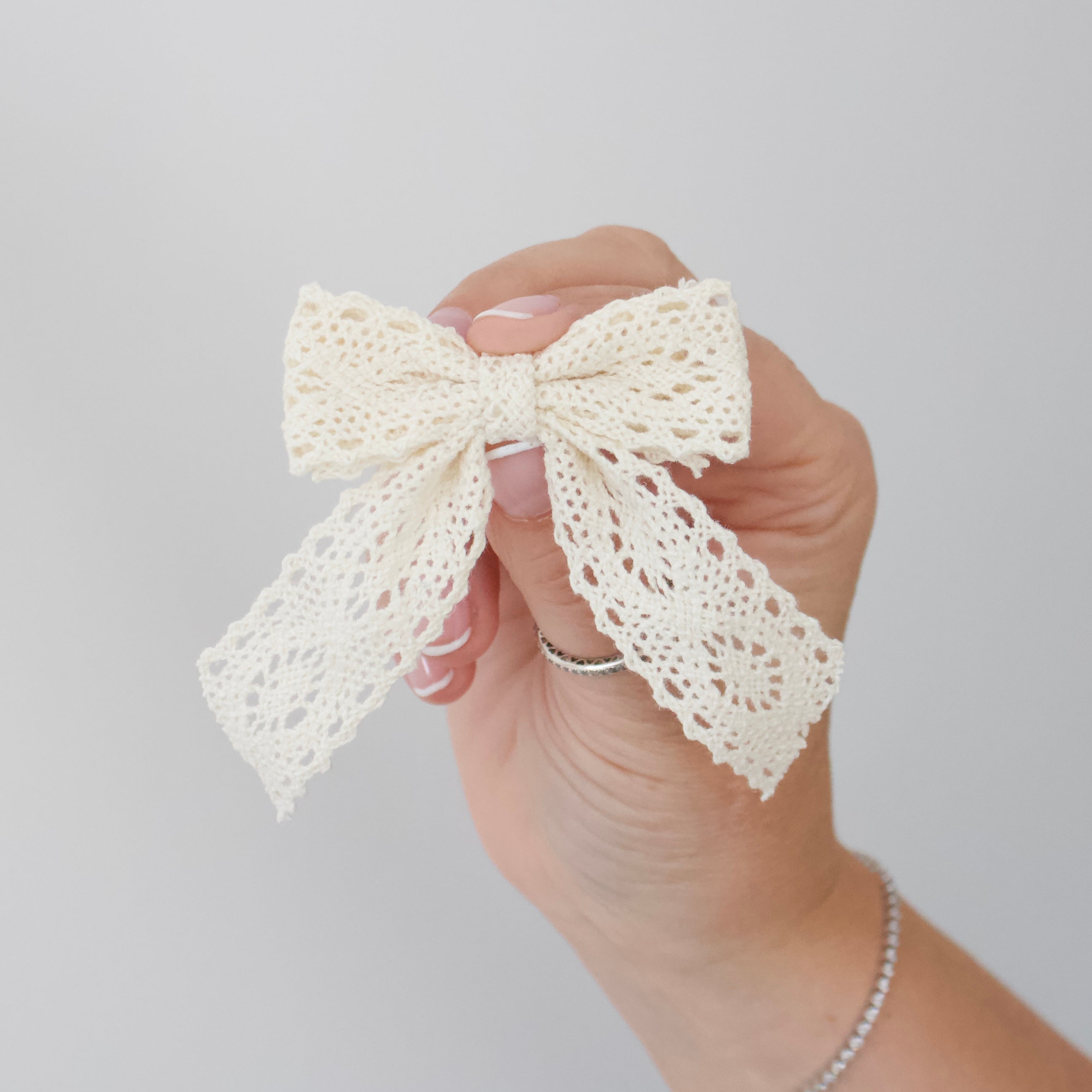 Cream crochet long tail bow | Occasion