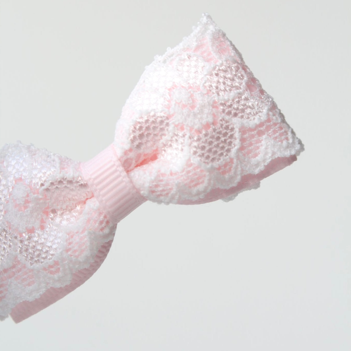 Ivory & pink lace pinch bow | Clip or headband | Occasion