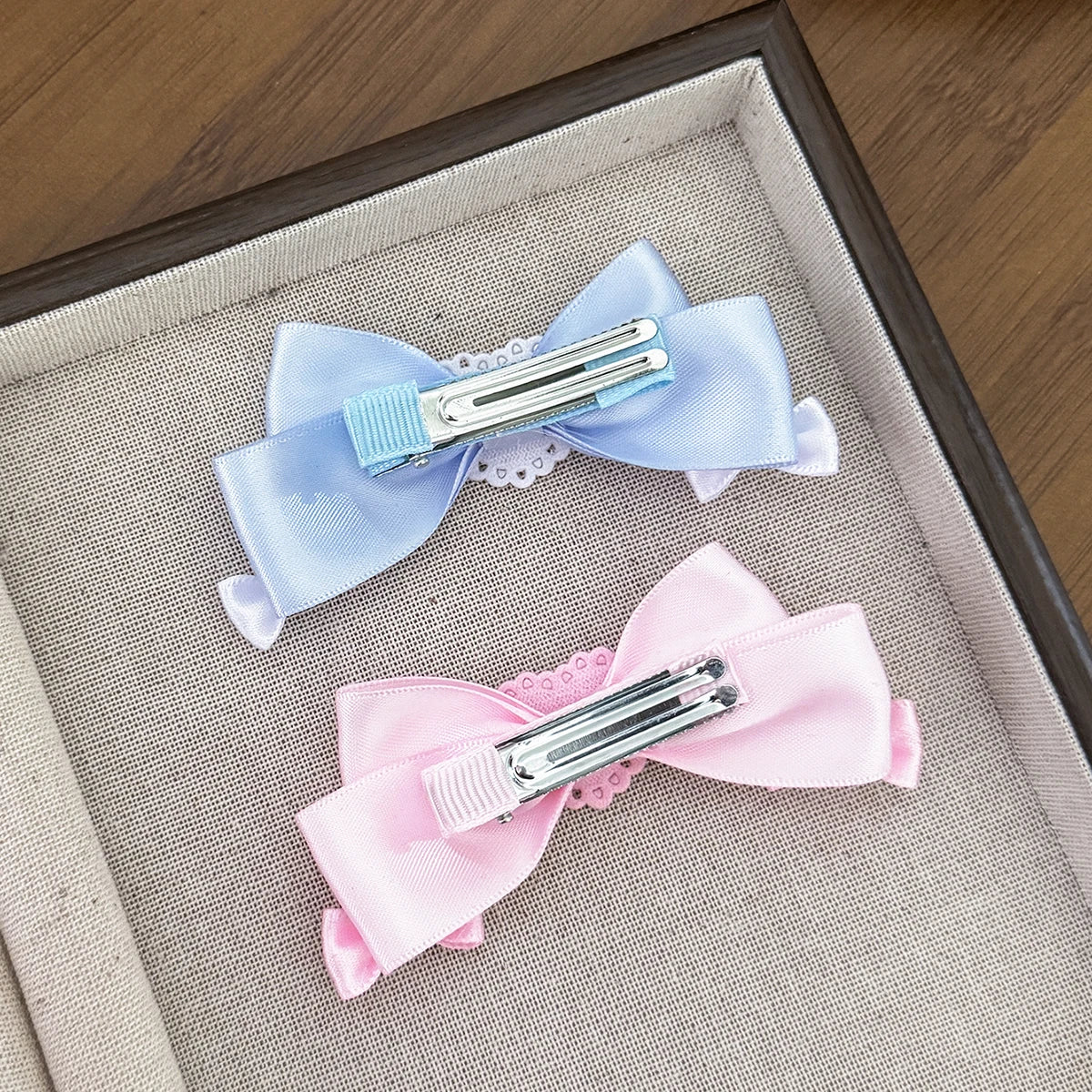 Sweet and lovely heart-shaped lace bow hairpin, girl princess afternoon tea headwear, Lolita hair accessory