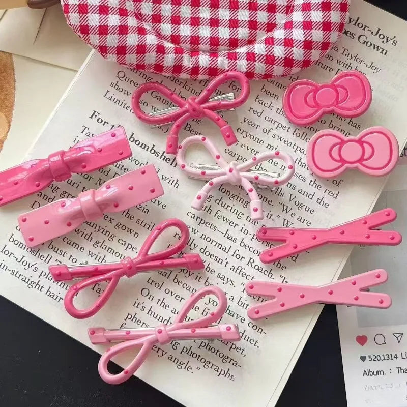 Sweet Polka Dot Bow Hair Barrettes Lovely Decor Hair Accessories for Girls Women Daily Hairstyle Casual Dating Hair Decoration
