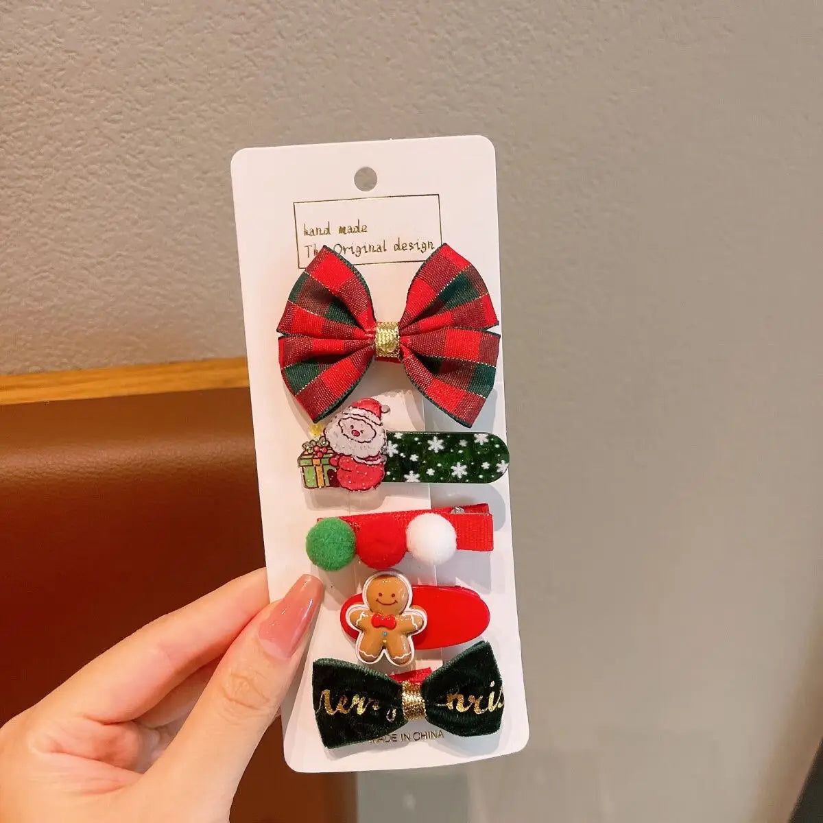 Cute Cartoon Christmas Bow Hairpins Set Children Girls Kid Hair Clips Barrettes Accessories Hairclip Headwear Headdress Ornament