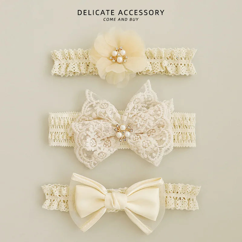 Princess Lace Florwers Bowknot Baby Headbands Elastic Girl Hair Bands Newborn Infant Accessories Photography Props Headwear 2025