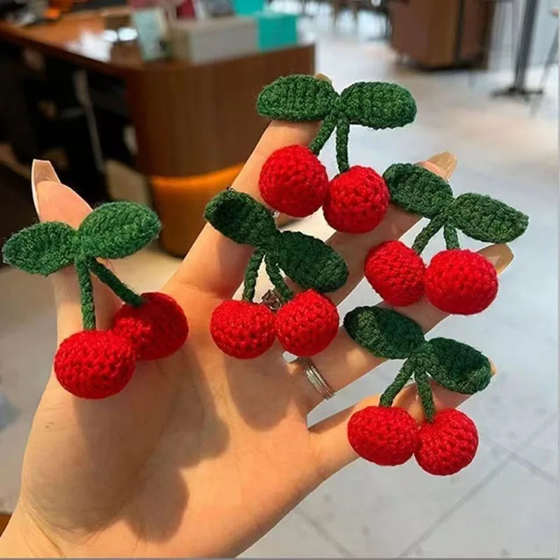 Popular 2Pcs Red Cherry Hair Clip For Baby Girls Cute Hairpin Barrette Side Clip Child Headwear Hair Accessories No backing card