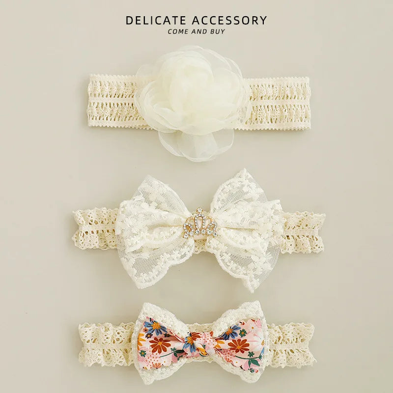 Princess Lace Florwers Bowknot Baby Headbands Elastic Girl Hair Bands Newborn Infant Accessories Photography Props Headwear 2025