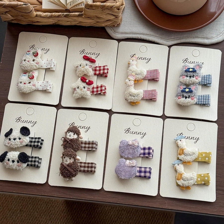 Korean Fashion Plush Animal Cartoon Hair Clip for Girls Sweet Cute Side Bangs Hairpin Autumn Winter Children's Hair Accessories