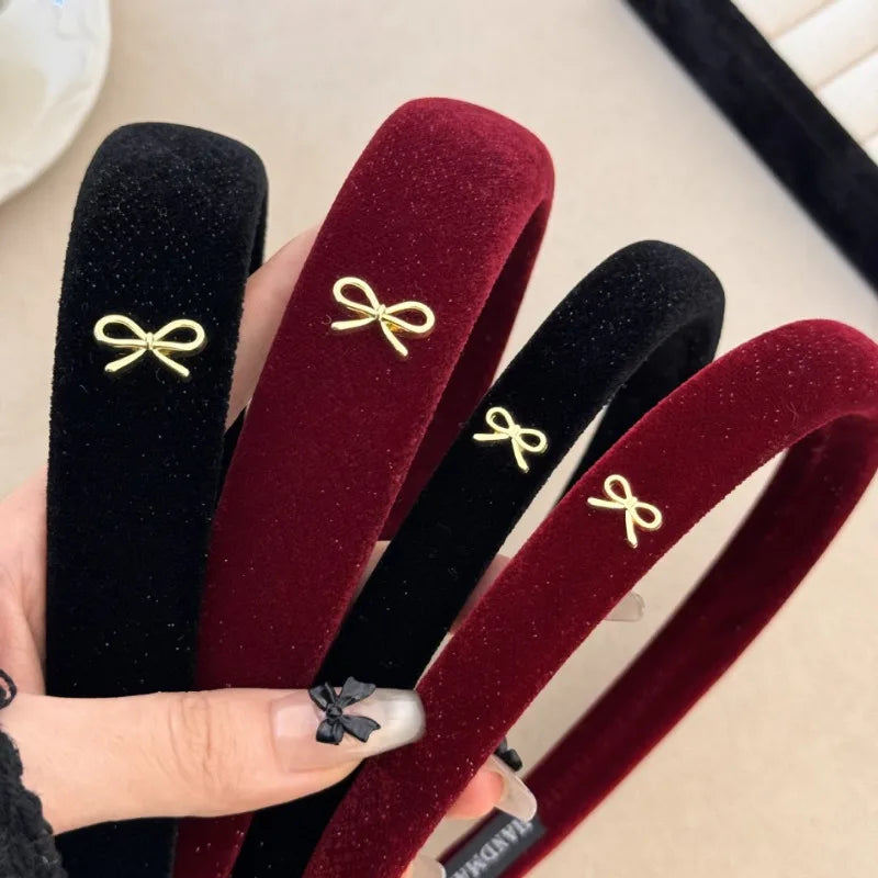 Korean autumn winter atmosphere headband women's 2024 new high cranial top velvet headband high sense  retro hair accessories