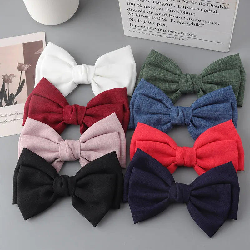 Retro solid bow hair clip Fashion headwear simple women's hair accessory  Handmade fabric bow hairpins Korean Barrettes