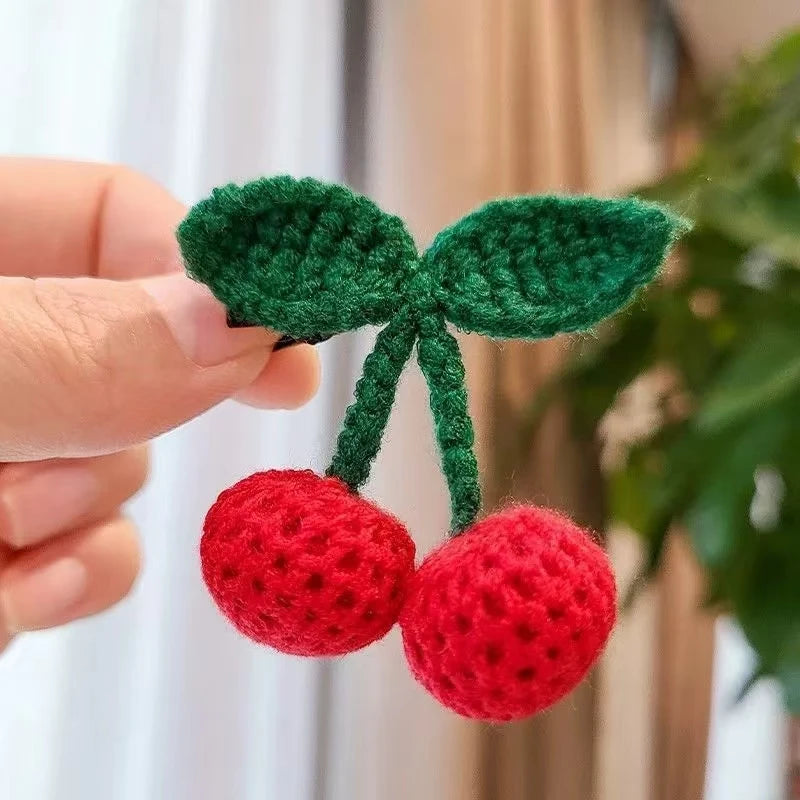 Popular 2Pcs Red Cherry Hair Clip For Baby Girls Cute Hairpin Barrette Side Clip Child Headwear Hair Accessories No backing card