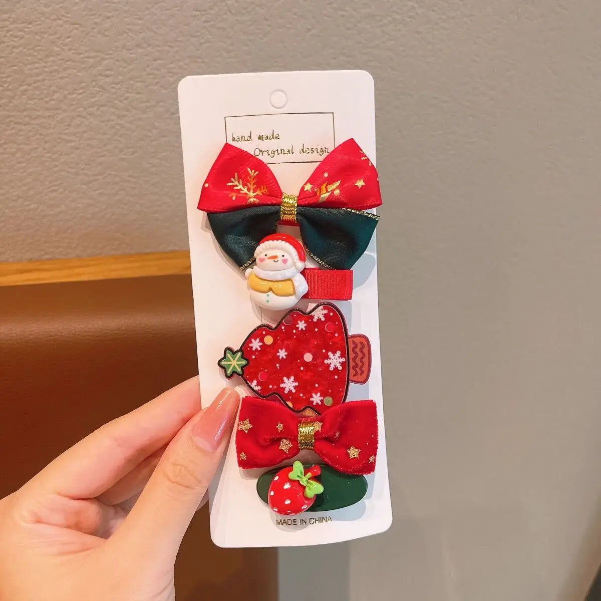 Cute Cartoon Christmas Bow Hairpins Set Children Girls Kid Hair Clips Barrettes Accessories Hairclip Headwear Headdress Ornament