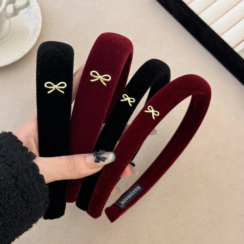 Korean autumn winter atmosphere headband women's 2024 new high cranial top velvet headband high sense  retro hair accessories